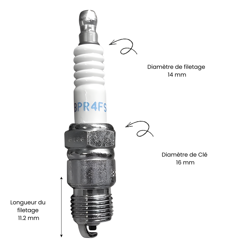 BOUGIE NGK BPR4FS - EQUIVALENCE RV15YC - RV17YC - KOHLER 5213202 - 5213202S