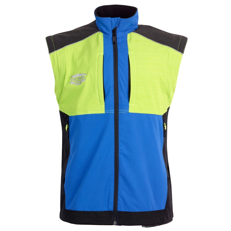 veste-de-travail-jaune-et-bleu-manches-amovibles-elagueur-arboriste-climb