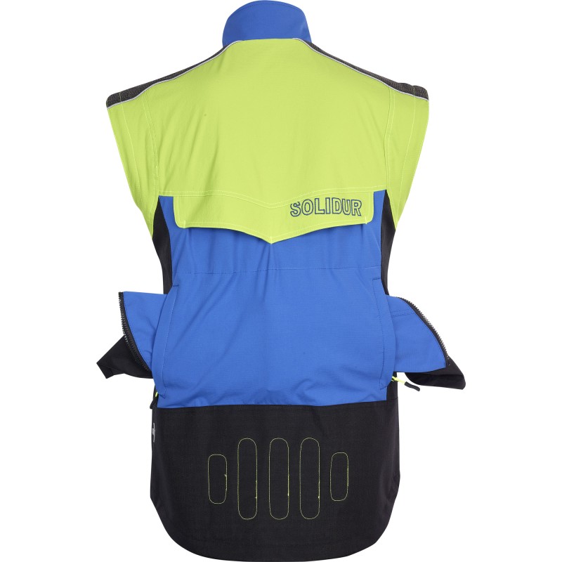 veste-de-travail-jaune-et-bleu-manches-amovibles-elagueur-arboriste-climb