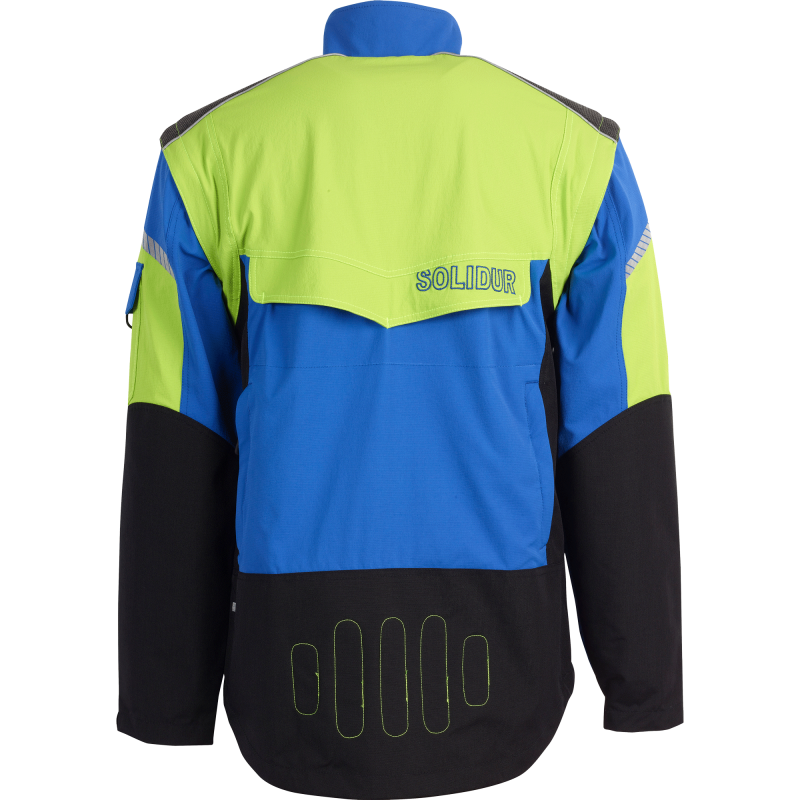 veste-de-travail-jaune-et-bleu-manches-amovibles-elagueur-arboriste-climb