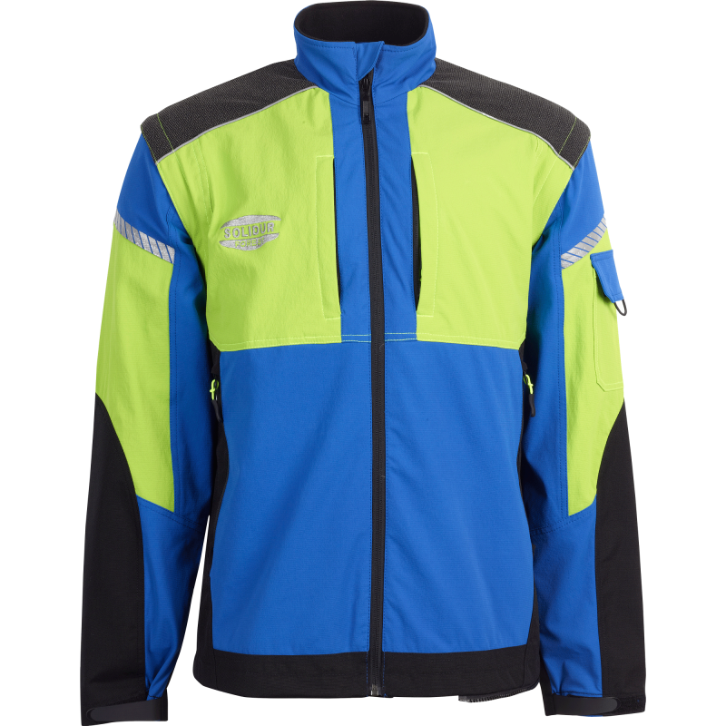 veste-de-travail-jaune-et-bleu-manches-amovibles-elagueur-arboriste-climb