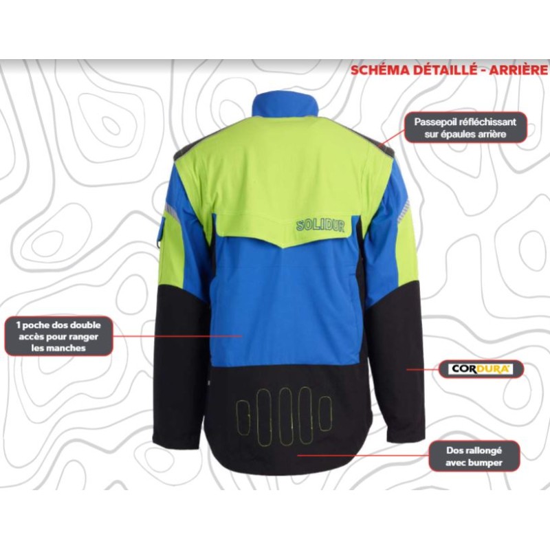 veste-de-travail-jaune-et-bleu-manches-amovibles-elagueur-arboriste-climb