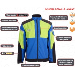 veste-de-travail-jaune-et-bleu-manches-amovibles-elagueur-arboriste-climb