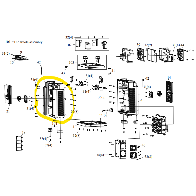 COUVERCLE DROIT KRESS 59005457 POUR KAC844