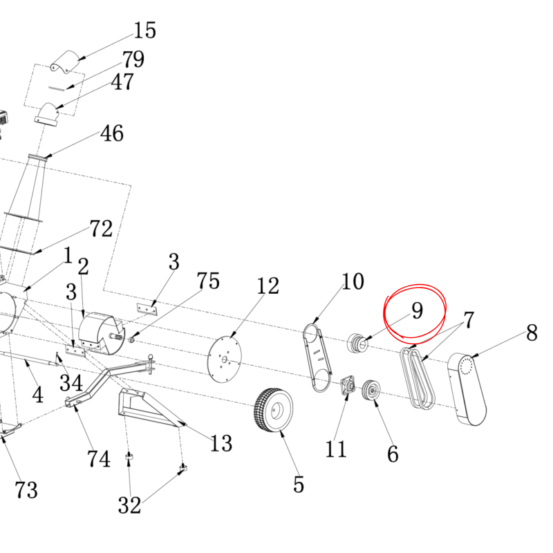 POULIE EMBRAYAGE BROYEUR DE BRANCHE BK1000 - BK1000009