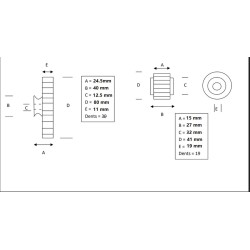 KIT DEUX PIGNONS MOTOBINEUSE EUROSYSTEMS EURO 5 EVO ONE - 00360020181 - 360020181 - 36-0020-181