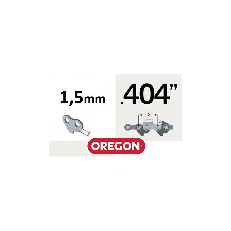 Chaîne tronçonneuse OREGON 26X072E, 58L072E, pas .404", jauge .058, 1.50 mm, 72 maillons, 72 entraineurs