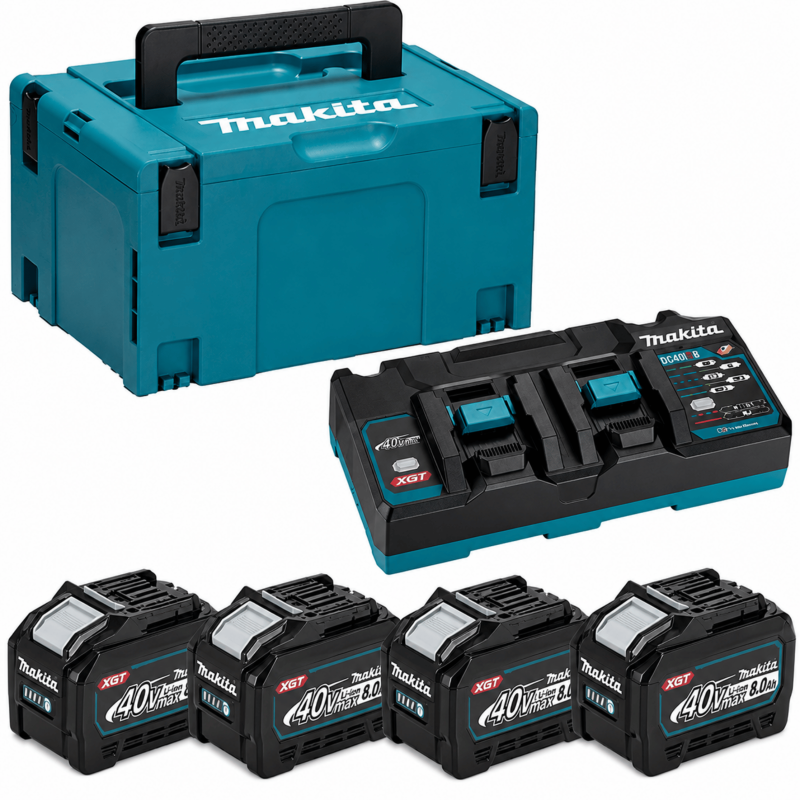 pack-energie-makita-1910a8-3-xgt-40v-max-4-batteries-bl4080f-80-ah-chargeur-double-dc40rb-coffret-makpac