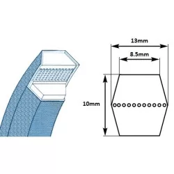 courroie-hexagonale-mitsuboshi-aa105-aa-105-aa105m