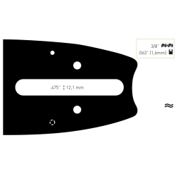 Guide chaine tronçonneuse STIHL MSE250, 50cm, pas 3/8, jauge 1.6 mm, 0.63, 72 maillons, 72 entraineurs