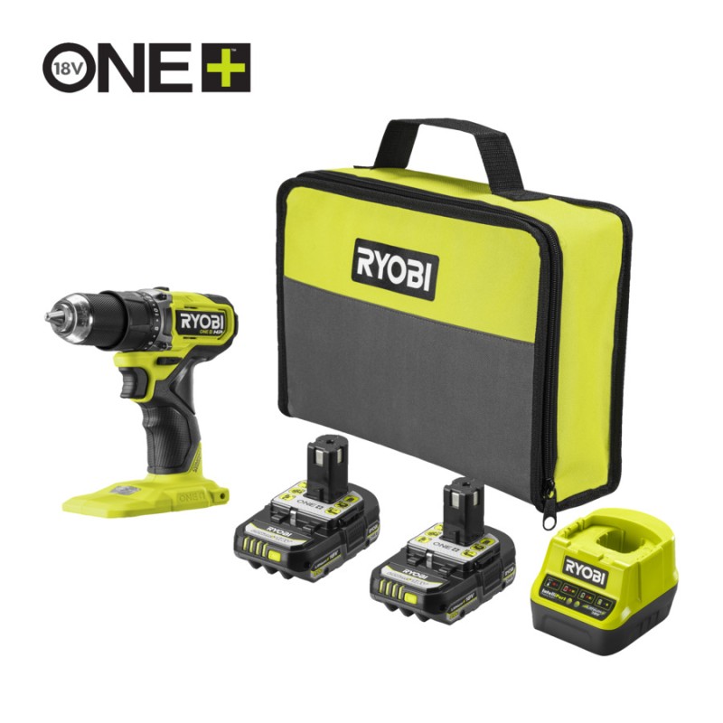 Perceuse-visseuse Sans Fil Ryobi R18DD2-0 18V - Mandrin Auto-serrant 10mm, Lumière LED