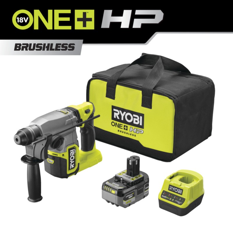 MARTEAU PERFORATEUR SDS+ 4 MODES - 1 BATTERIE 4.0 AH ET 1 CHARGEUR 2.0 A - 18 V HP PERFORMANCE - RYOBI - RSDS18X-1C40S