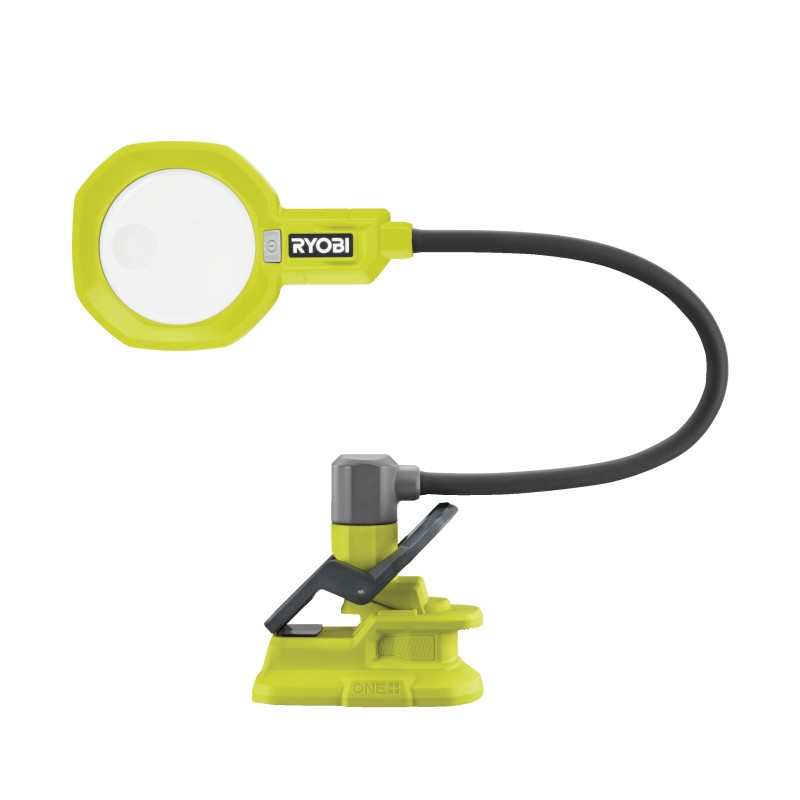 LOUPE ECLAIREE A PINCE AVEC CORPS FLEXIBLE 18V - 2 ZONES DE LOUPES X2.25 ET X5 - RYOBI - RML18-0