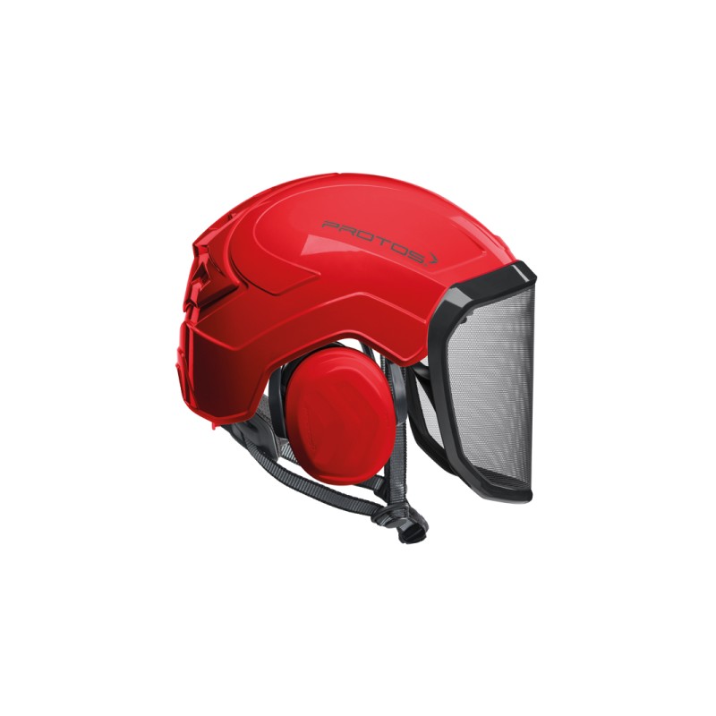 casque-protos-arboriste-forestier-avec-jugulaire-rouge-uni