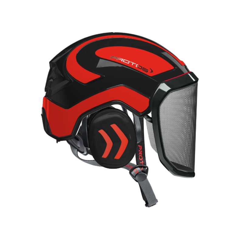 casque-protos-arboriste-forestier-avec-jugulaire-noir-rouge-orangé