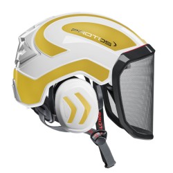 casque-protos-arboriste-forestier-avec-jugulaire-blanc-or