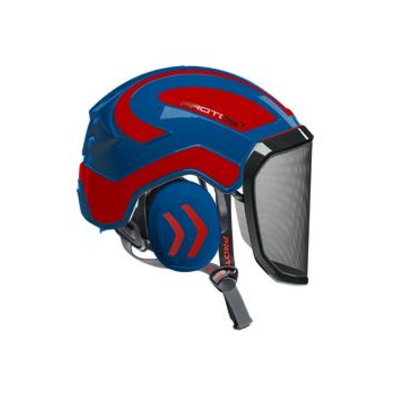 casque-protos-arboriste-forestier-avec-jugulaire-bleu-rouge