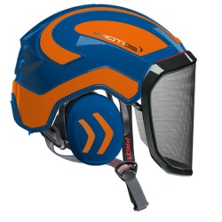 casque-protos-arboriste-forestier-avec-jugulaire-bleu-orange-fluo