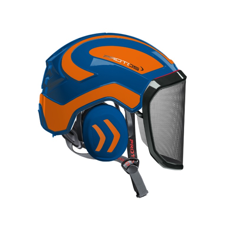 casque-protos-arboriste-forestier-avec-jugulaire-bleu-orange-fluo