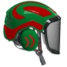 casque-protos-arboriste-forestier-avec-jugulaire-vert-rouge