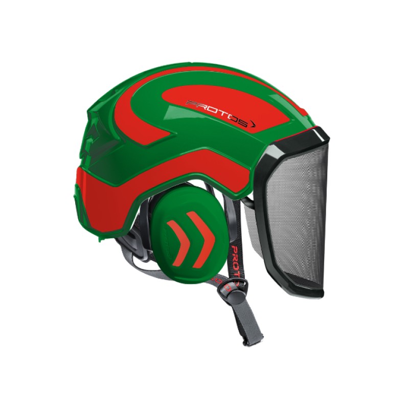 casque-protos-arboriste-forestier-avec-jugulaire-vert-rouge-orange