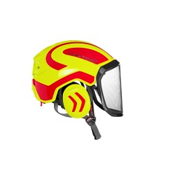 casque-protos-arboriste-forestier-avec-jugulaire-jaune-fluo-rouge
