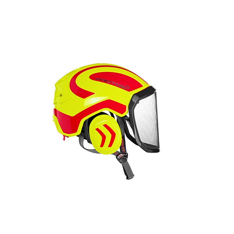 casque-protos-arboriste-forestier-avec-jugulaire-jaune-fluo-rouge