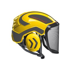 casque-protos-arboriste-forestier-avec-jugulaire-jaune-gris