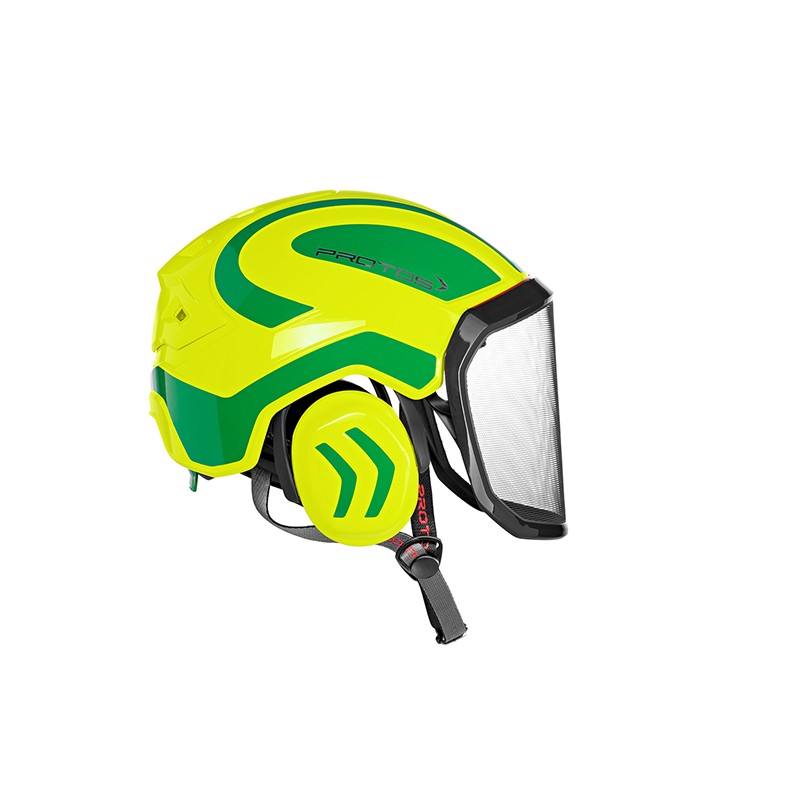 casque-protos-arboriste-forestier-avec-jugulaire-jaune-fluo-vert