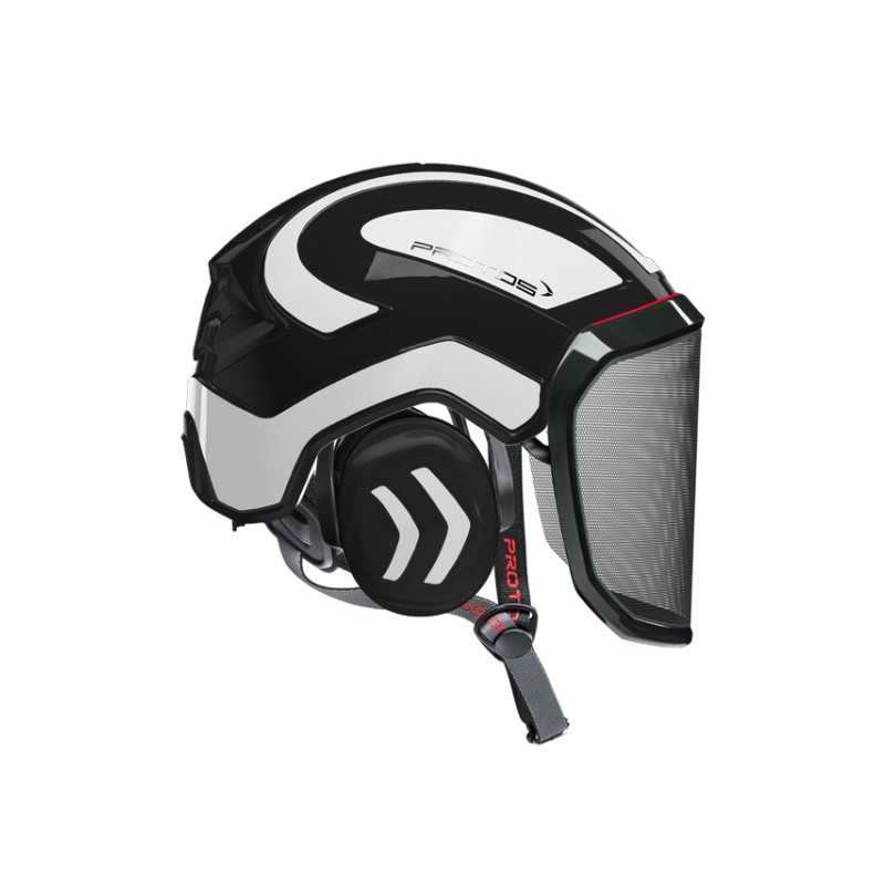 casque-protos-arboriste-forestier-avec-jugulaire-noir-blanc-reflechissant