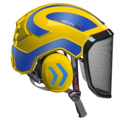 casque-protos-arboriste-forestier-avec-jugulaire-jaune-bleu-metallise
