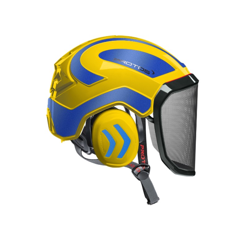 casque-protos-arboriste-forestier-avec-jugulaire-jaune-bleu-metallise
