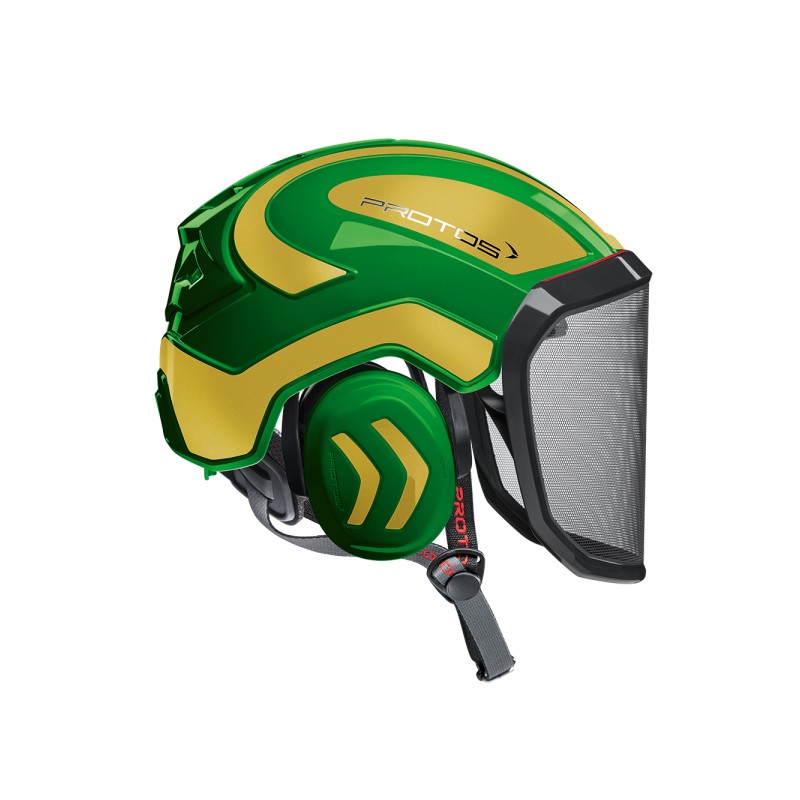 casque-protos-arboriste-forestier-avec-jugulaire-vert-or