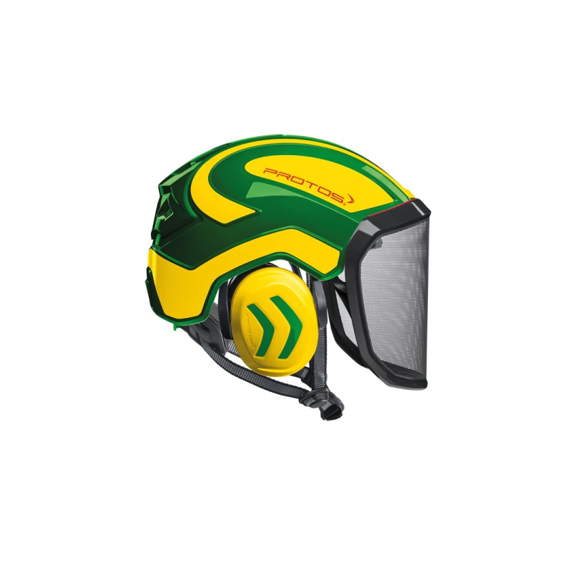 casque-protos-arboriste-forestier-avec-jugulaire-vert-jaune-fluo