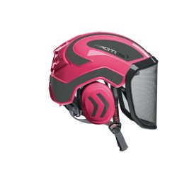 casque-protos-arboriste-forestier-avec-jugulaire-rose-gris