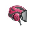 casque-protos-arboriste-forestier-avec-jugulaire-rose-gris