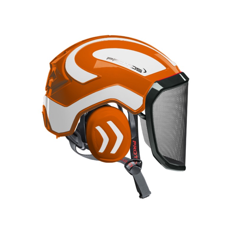 casque-protos-arboriste-forestier-avec-jugulaire-orangeblanc