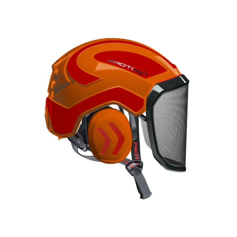 casque-protos-arboriste-forestier-avec-jugulaire-orange-rouge