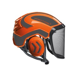 casque-protos-arboriste-forestier-avec-jugulaire-orange-gris