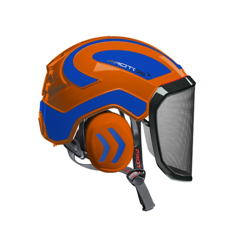 casque-protos-arboriste-forestier-avec-jugulaire-orange-bleu