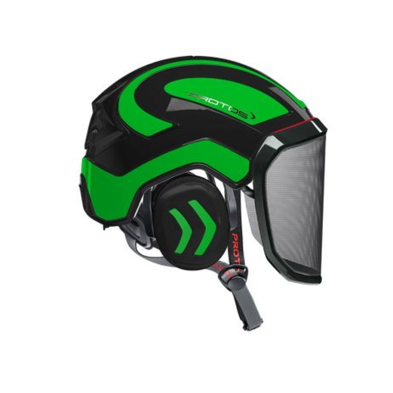 casque-protos-arboriste-forestier-avec-jugulaire-noir-vert-neon