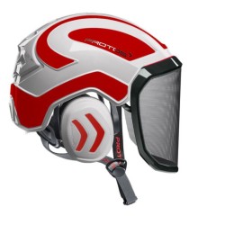 casque-protos-arboriste-forestier-avec-jugulaire-blanc-rouge