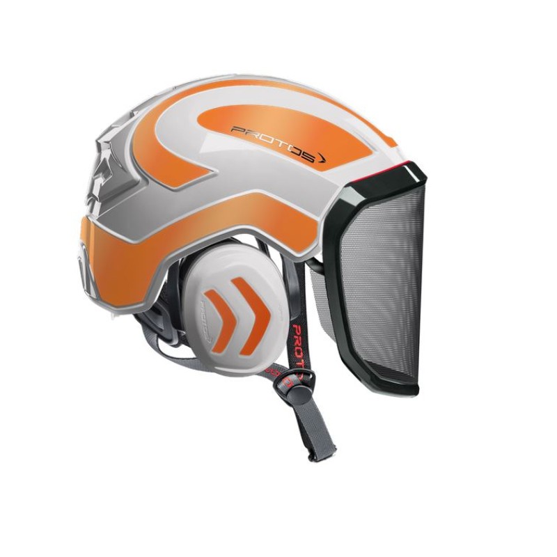 casque-protos-arboriste-forestier-avec-jugulaire-blanc-orange-reflechissant