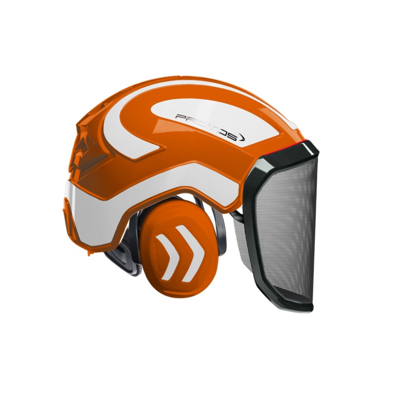 casque-protos-integral-forestier-visiere-f39-orange-et-blanc-reflechissant