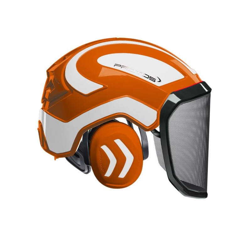 casque-protos-integral-forestier-visiere-f39-orange-et-blanc
