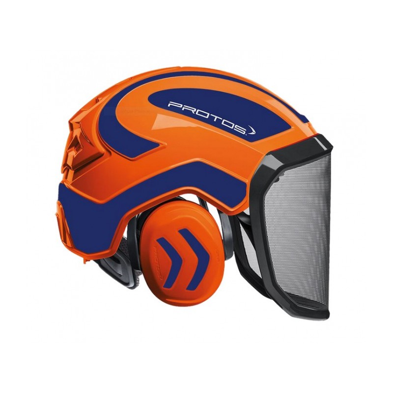 casque-protos-integral-forestier-visiere-f39-orange-et-bleu-metallise