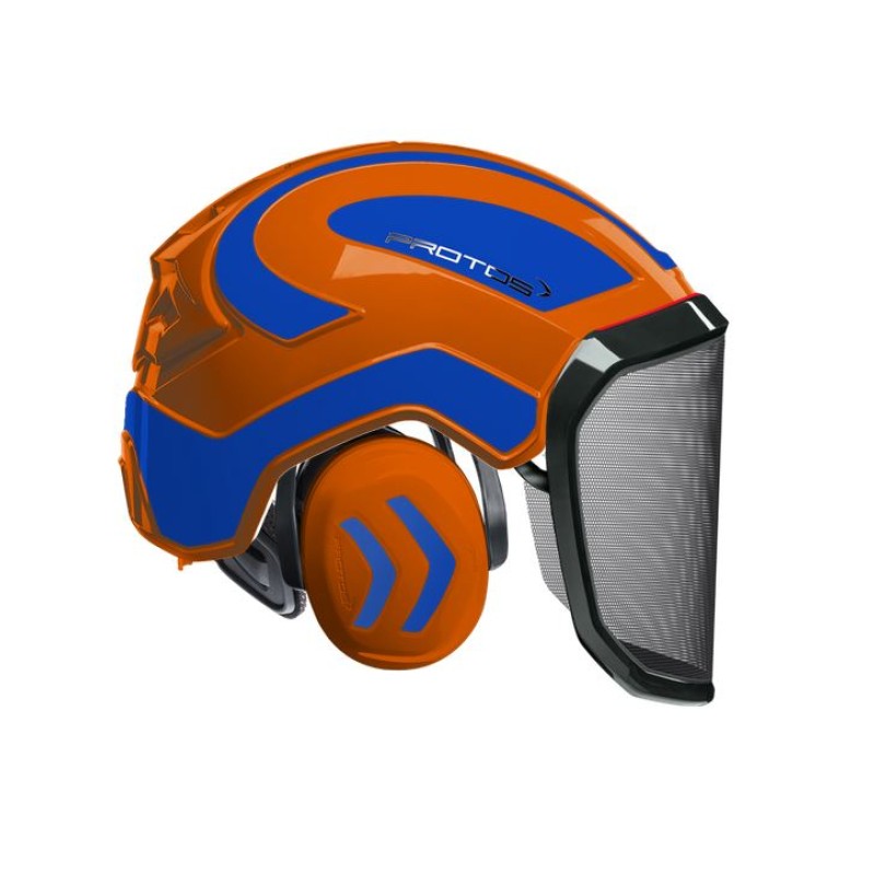 casque-protos-integral-forestier-visiere-f39-orange-et-bleu