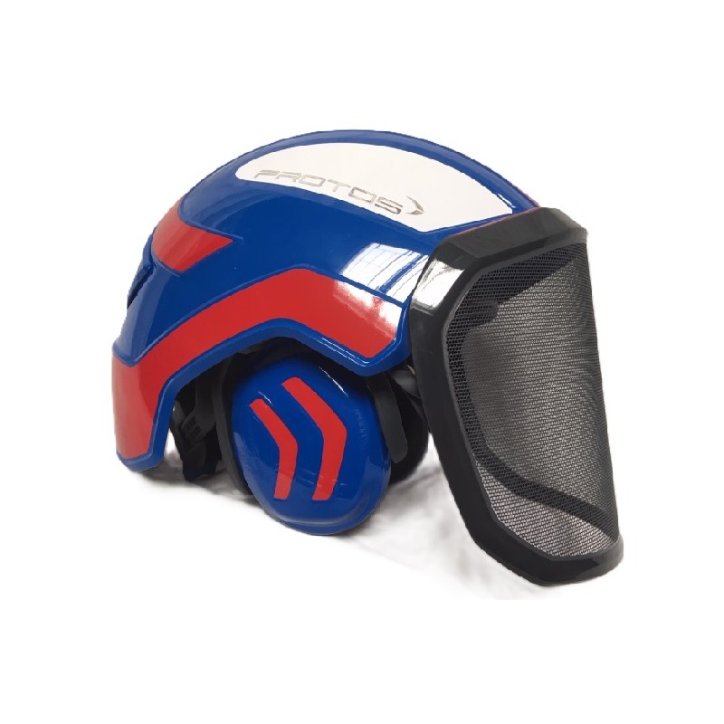 casque-protos-integral-forestier-visiere-f39-bleu-rouge-et-blanc