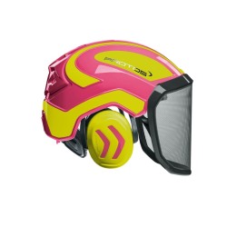 casque-protos-integral-forestier-visiere-f39-rose-et-jaune-neon