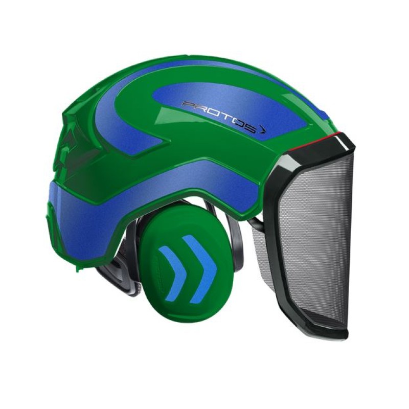 casque-protos-integral-forestier-visiere-f39-olive-bleu-metallise